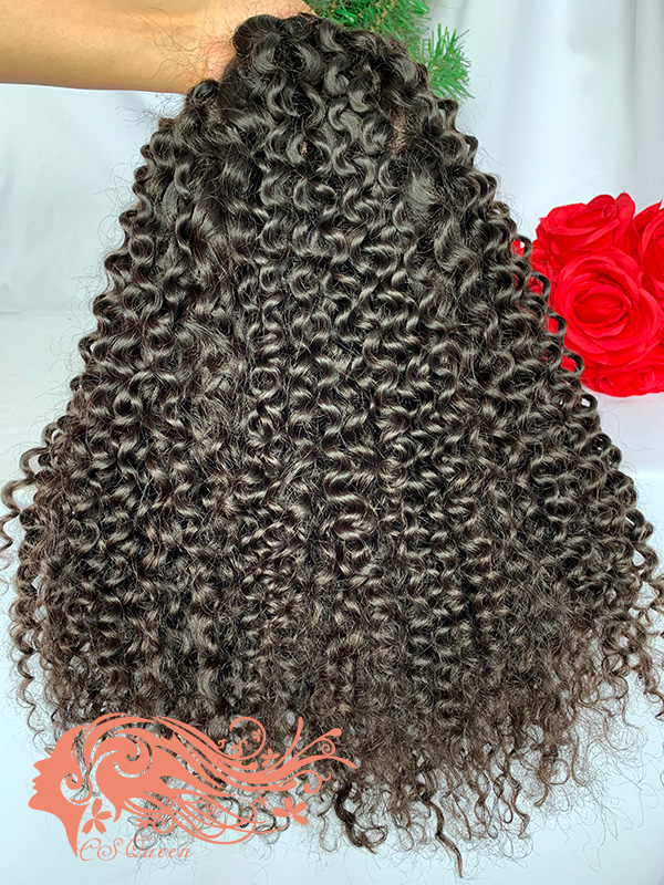 Csqueen Raw Natural Curly U part wig 100% Human Hair 200%density - Click Image to Close